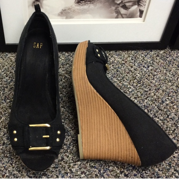GAP Shoes - Gap Peep Toe Wedge Shoe with Buckle Detail